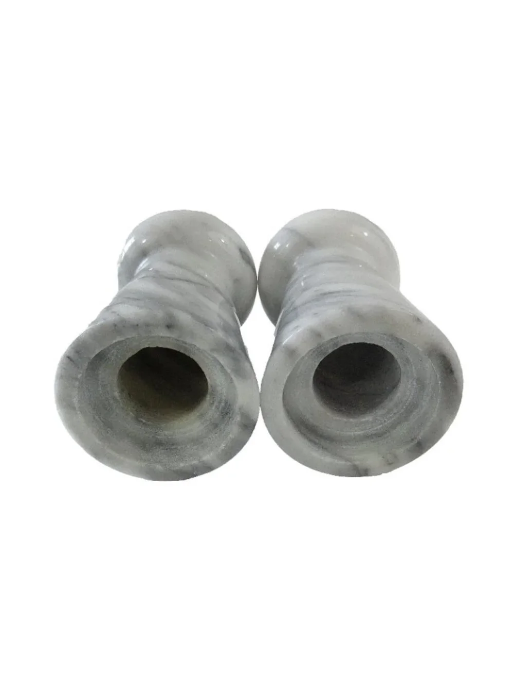 Vintage Gray & White Natural Stone Marble Salt & Pepper Shakers & Candle Holders